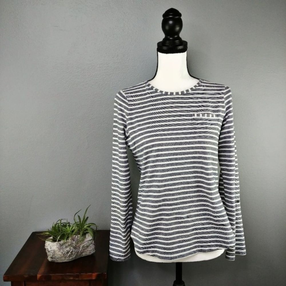 Land's End Navy Striped Sailor Top w/Pocket Sz XS